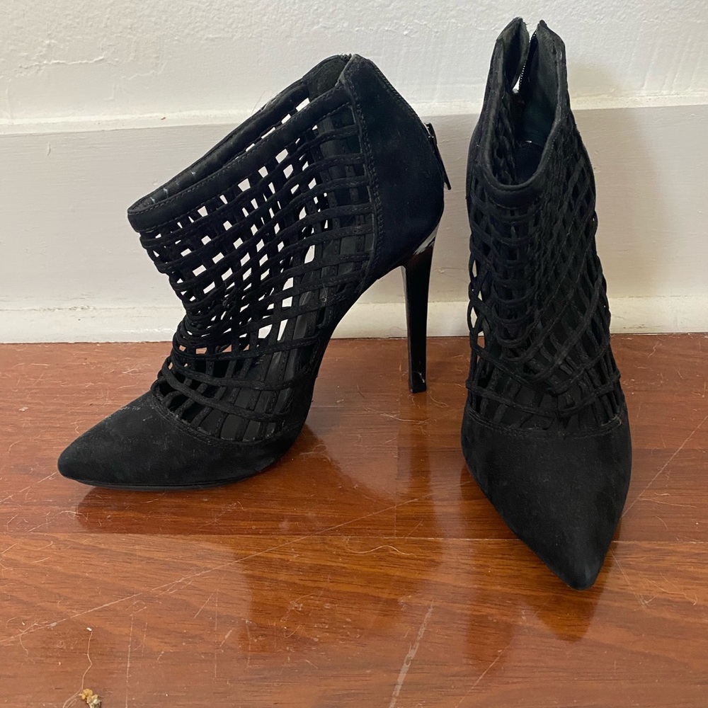 Schutz suede caged booties size 8